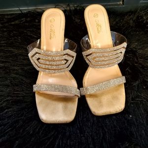 Clear bedazzled heels